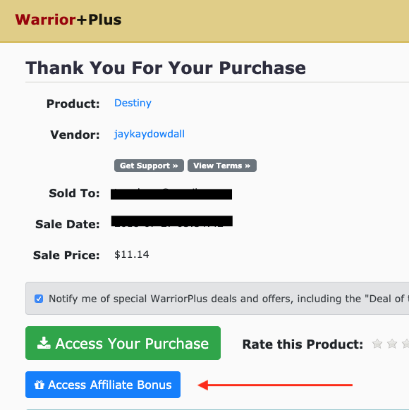 Warriorplus receipt