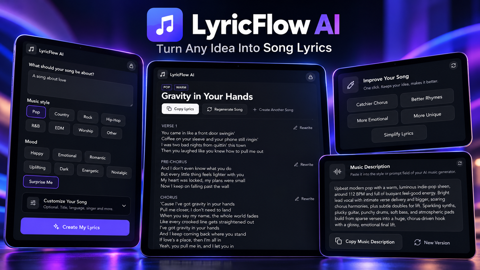 LyricFlow AI - Turn Any Idea Into Song Lyrics